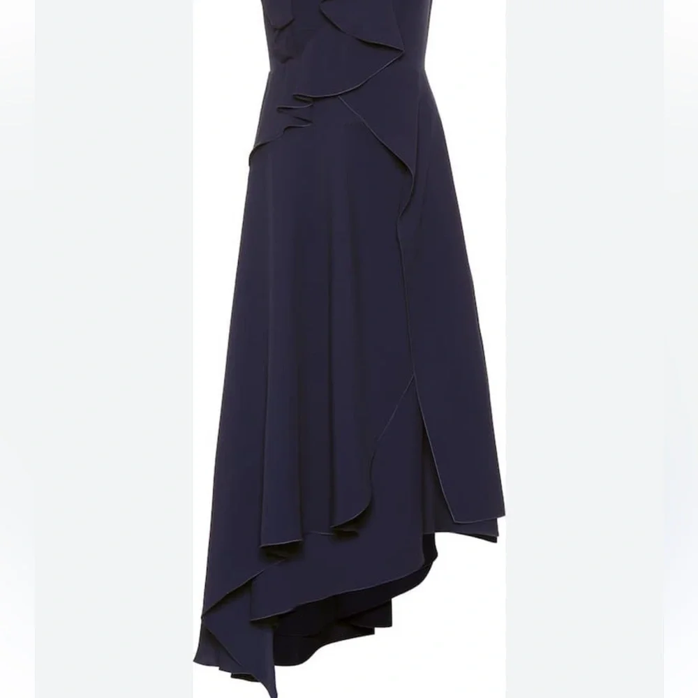 Elegant  Navy DELPOZO
Ruffled crêpe midi dress - Picture 4 of 9